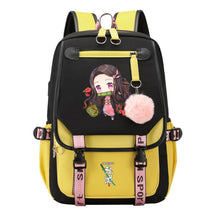 Cartoon Fashion Usb Youth Student Backpack Boy's And Girl's Leisure Ribbon Flip Backpack