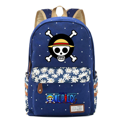 Anime Pirate Wang Lufei Printed Student School Bag Fragmented Flower Leisure Backpack