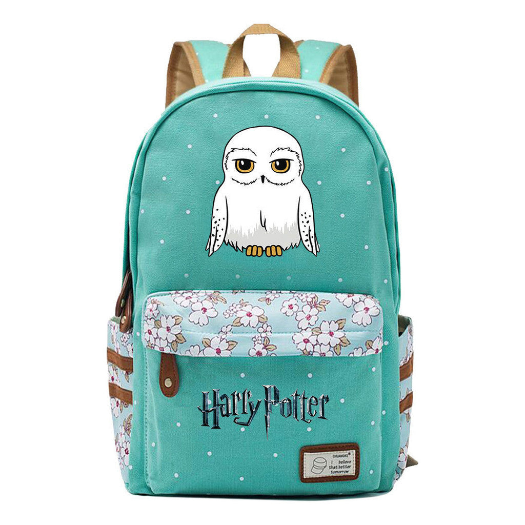 School Of Witchcraft And Wizardry Student Backpack With Floral Canvas Backpack