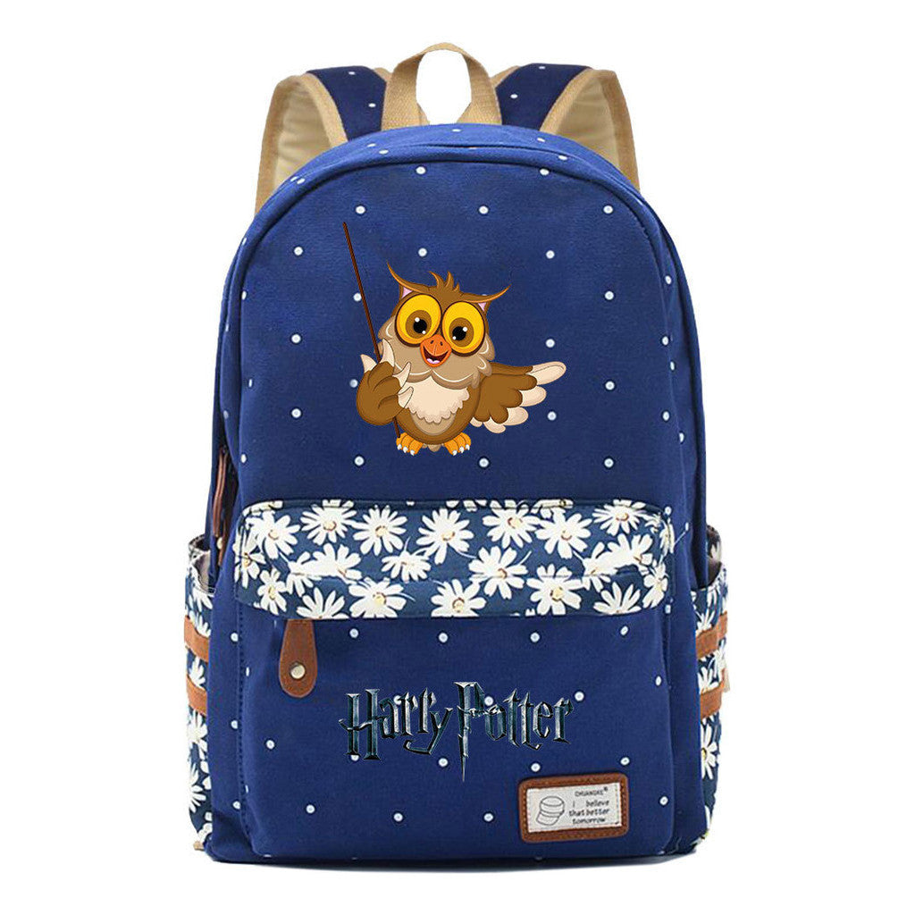 School Of Witchcraft And Wizardry Student Backpack With Floral Canvas Backpack