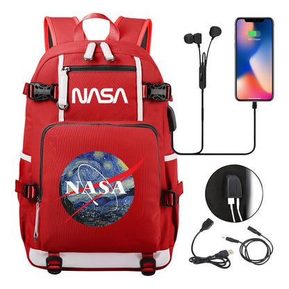 Nasa Fashion Printed Student Backpack With Large Capacity Leisure Travel Backpack