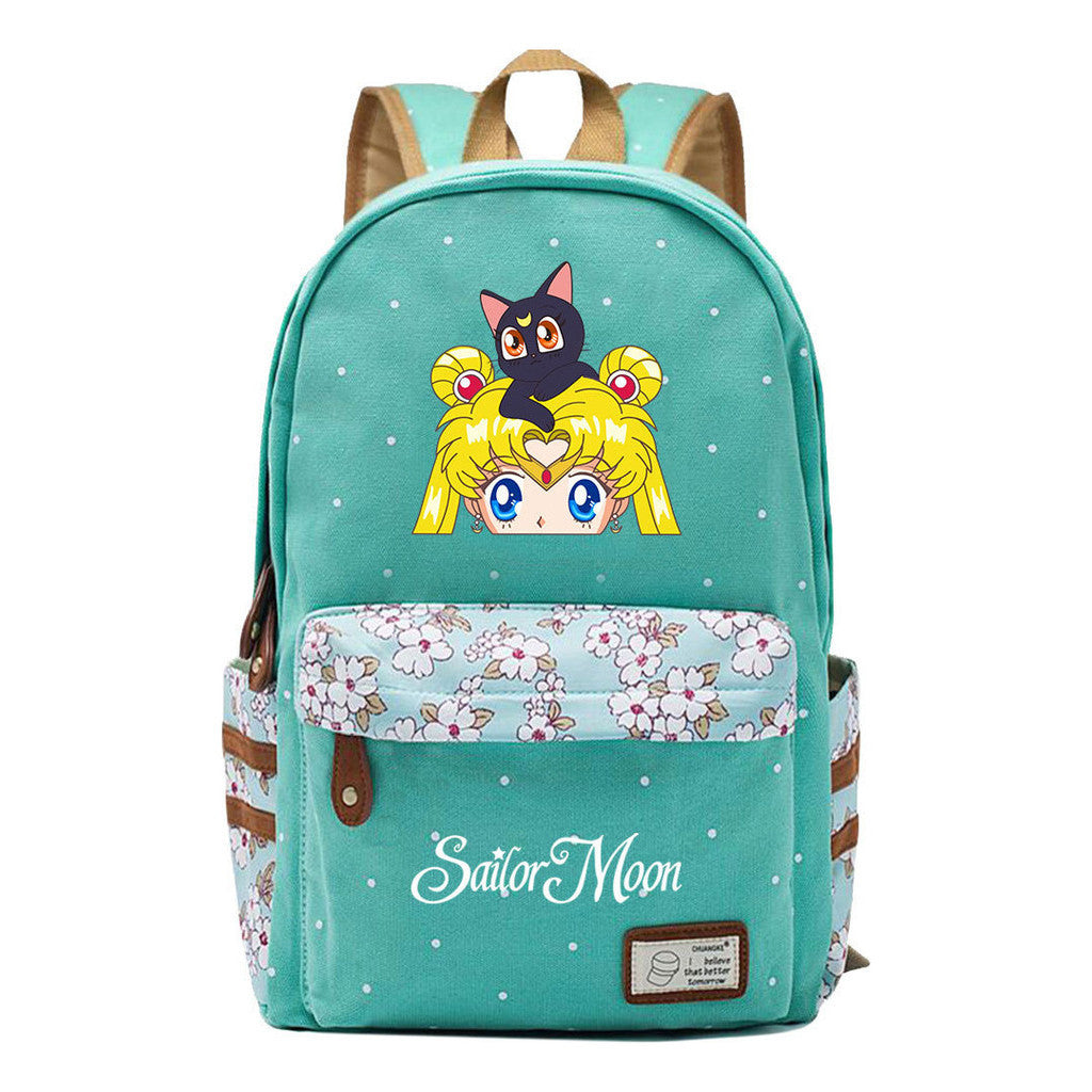 Anime Surrounding Beauty Girl Warrior Youth Student School Bag Fragmented Flower Boy's And Girl's Leisure Backpack