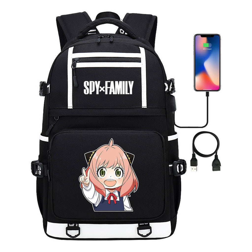 Printed Usb Youth Student Backpack Men's And Women's Backpack Leisure Travel Backpack
