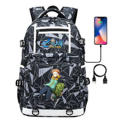 Seven Major Crimes In Comics, Printed Usb Youth Student Backpack, Men's And Women's Leisure Travel Backpack