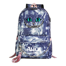Cheshire Cat Alice's Adventure In Wonderland Youth School Bag Men's And Women's Leisure Weaving Strap Backpack