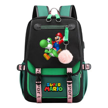 Super Mario Printed Usb Youth Student Backpack For Men And Women With Casual Woven Strap Flap Backpack