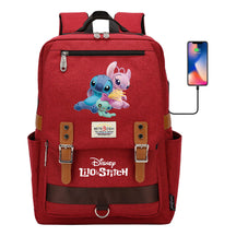 Anime Star Baby Stitch Printed Youth Student School Bag Casual Magnetic Buckle Backpack
