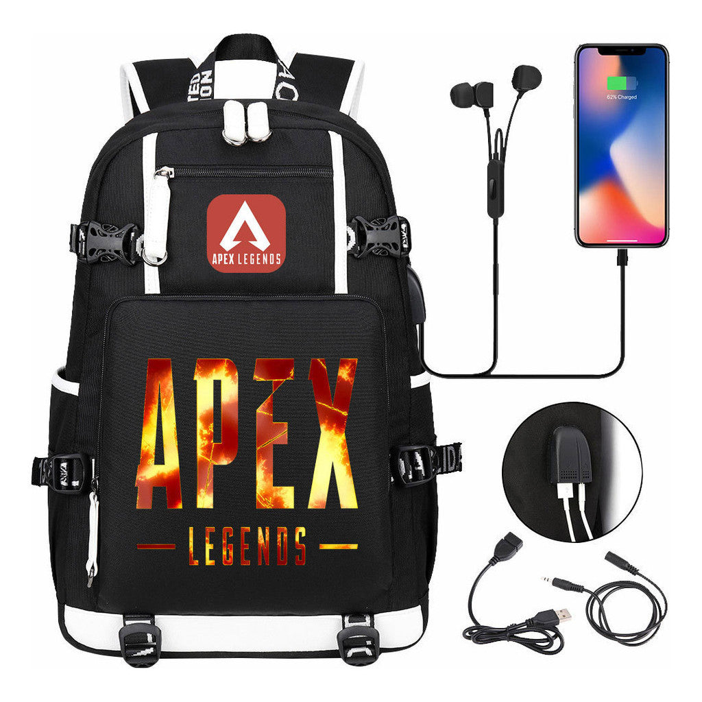 Game Apex Hero Print Usb Large Capacity Youth Student School Bag Men's And Women's Leisure Travel Backpack
