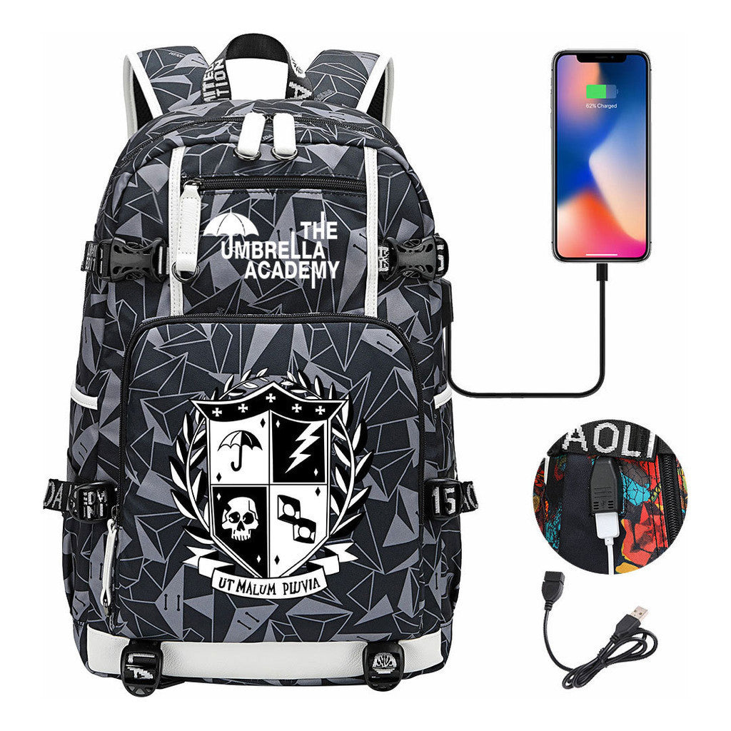 Printed Usb Large Capacity Youth Student Backpack For Men And Women's Leisure Travel Backpack
