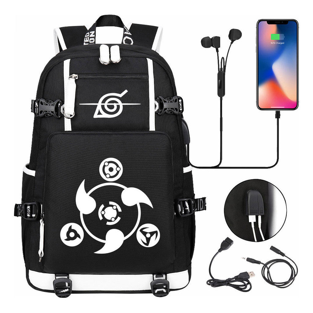 Naruto Usb Large Capacity Youth Student Backpack For Men And Women's Leisure Travel Backpack