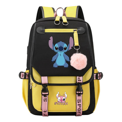Usb Student Backpack Men's And Women's Casual Woven Strap Flip Backpack