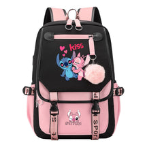 Interstellar Baby Stitch Usb Backpack For Men And Women, Casual Woven Strap Flip Back Backpack