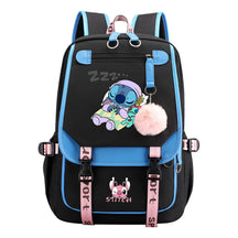 Interstellar Baby Stitch Usb Backpack For Men And Women, Casual Woven Strap Flip Back Backpack