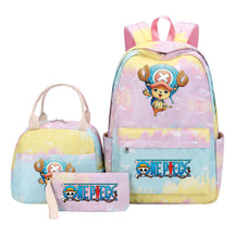 Cartoon Pirate King  Student Girl Backpack Lunch Bag Three Piece Set Backpack