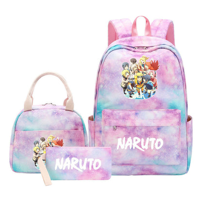 Naruto Student Girl Backpack Lunch Bag Three Piece Set Backpack