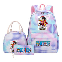 Cartoon Pirate King Student Girls School Bag Lunch Bag Three Piece Set Backpack Set
