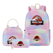 Jurassic Park Dinosaur Student Girls School Bag Lunch Bag Three Piece Set Backpack Set