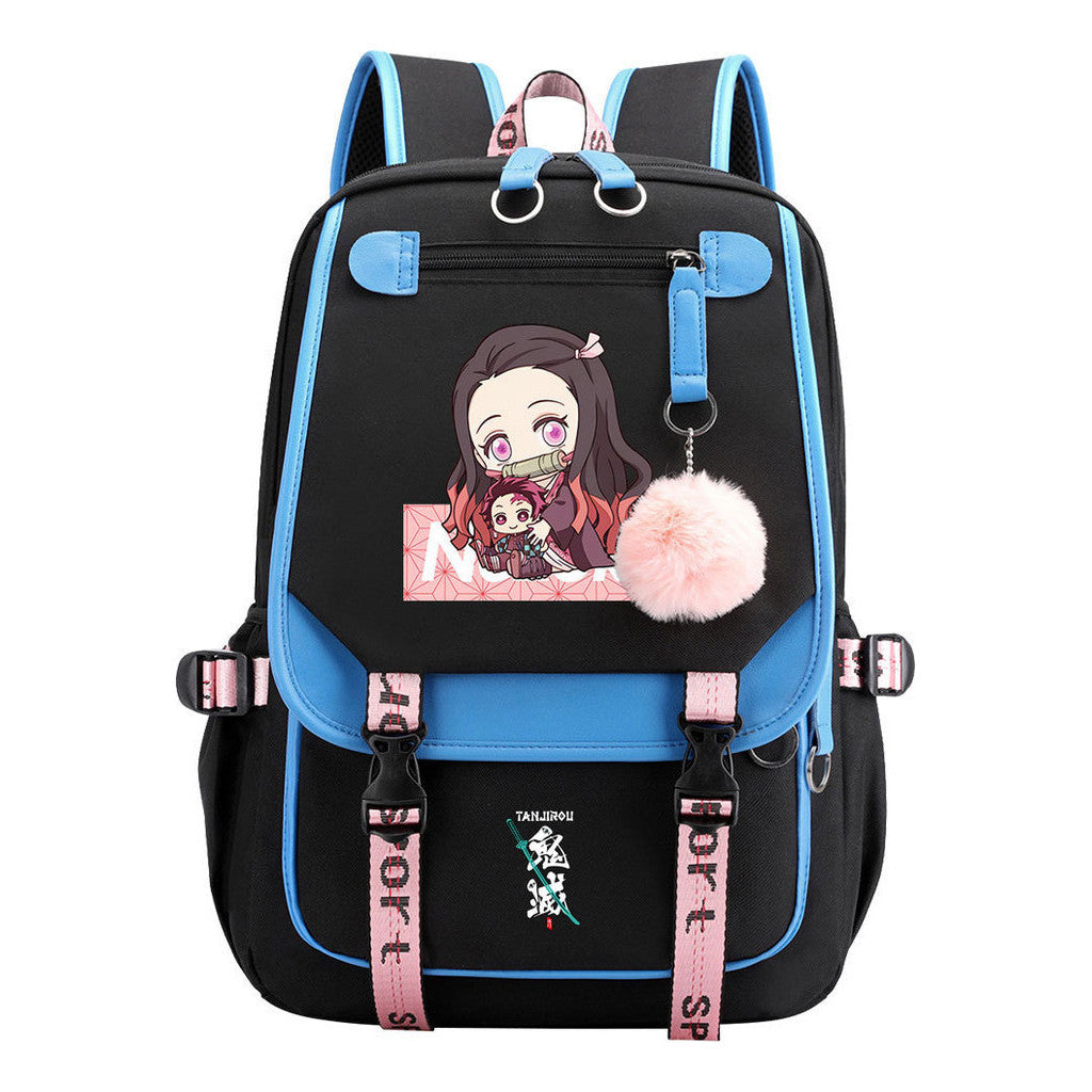 Cartoon Fashion Usb Student Backpack With Casual Woven Strap Flip Back Backpack
