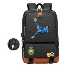 Football Star Cristiano Ronaldo Printed Usb Youth Student Backpack For Leisure Travel Backpack