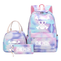 Cartoon Pirate King Youth Student Girls School Bag Lunch Bag Three Piece Set Backpack Set
