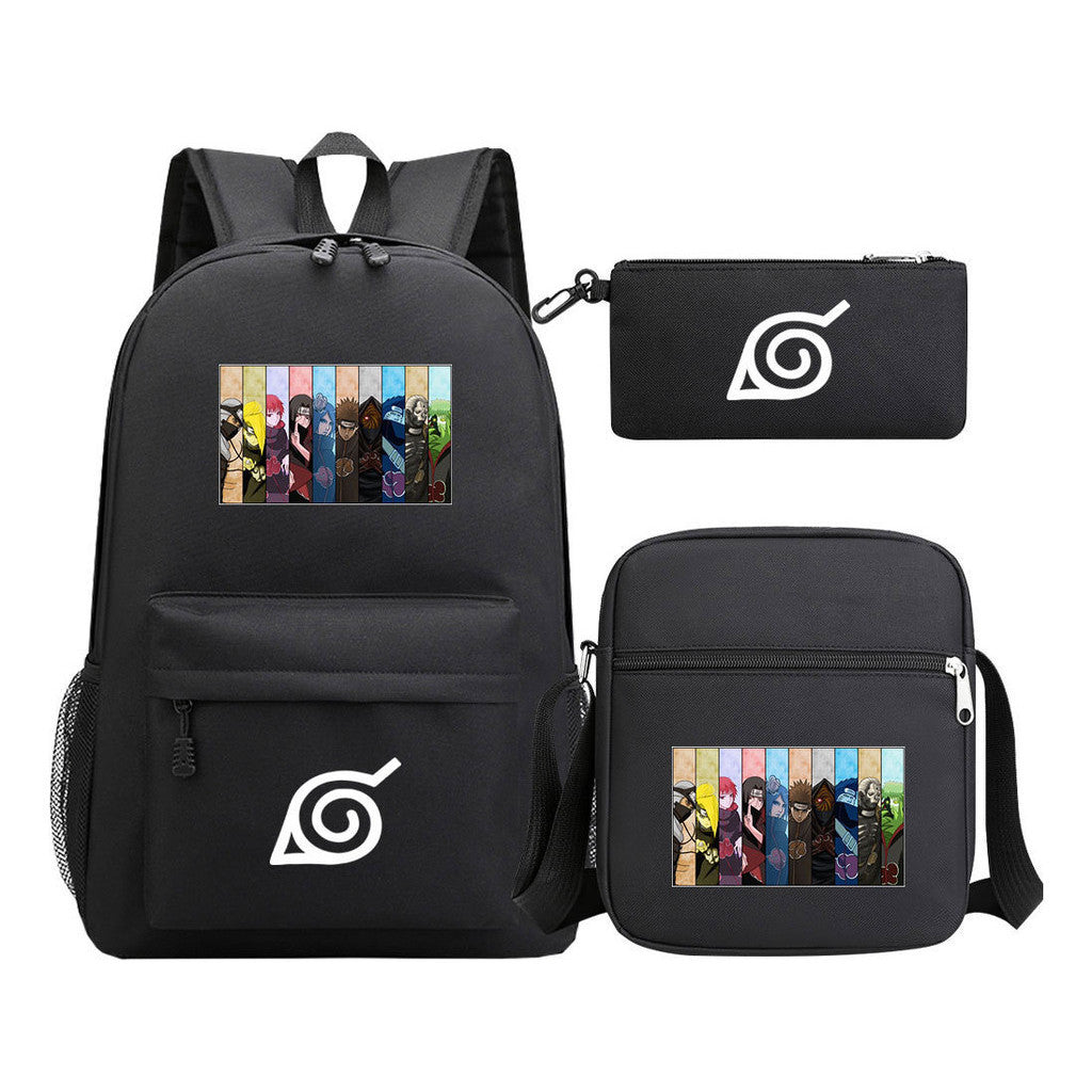Anime Naruto Starry Sky Student School Bag Three Piece Set Backpack Set