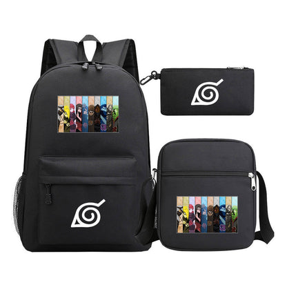 Anime Naruto Starry Sky Student School Bag Three Piece Set Backpack Set