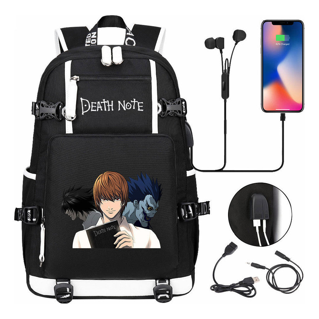 Death Note Usb Large Capacity Youth Student Backpack Men's And Women's Leisure Travel Backpack