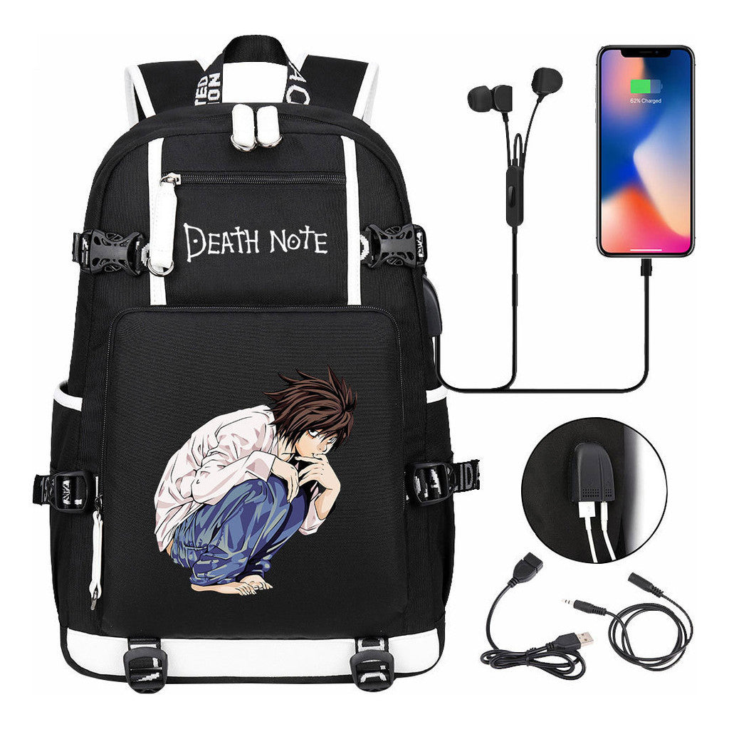 Death Note Usb Large Capacity Youth Student Backpack Men's And Women's Leisure Travel Backpack