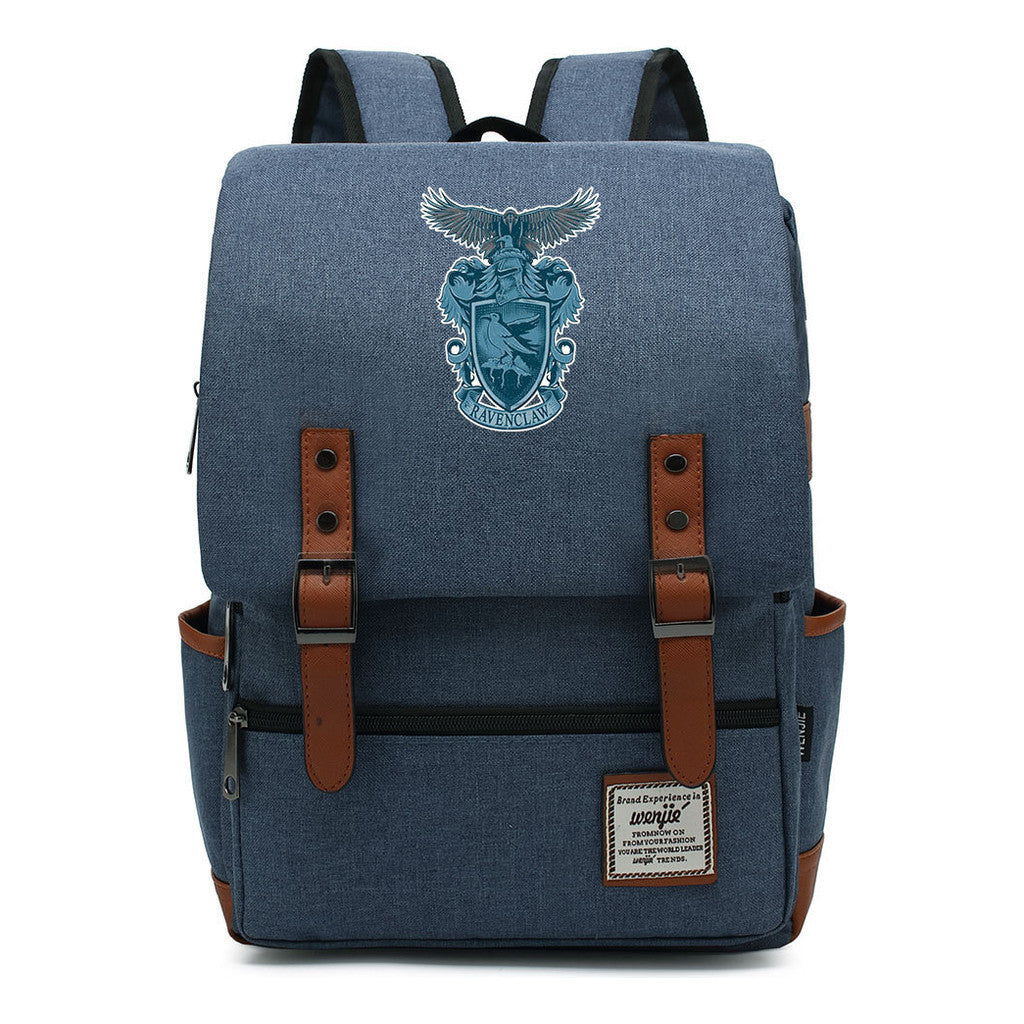 School Of Witchcraft And Wizardry Printed Student Backpack For Men And Women, Casual Belt Buckle, Classic Backpack