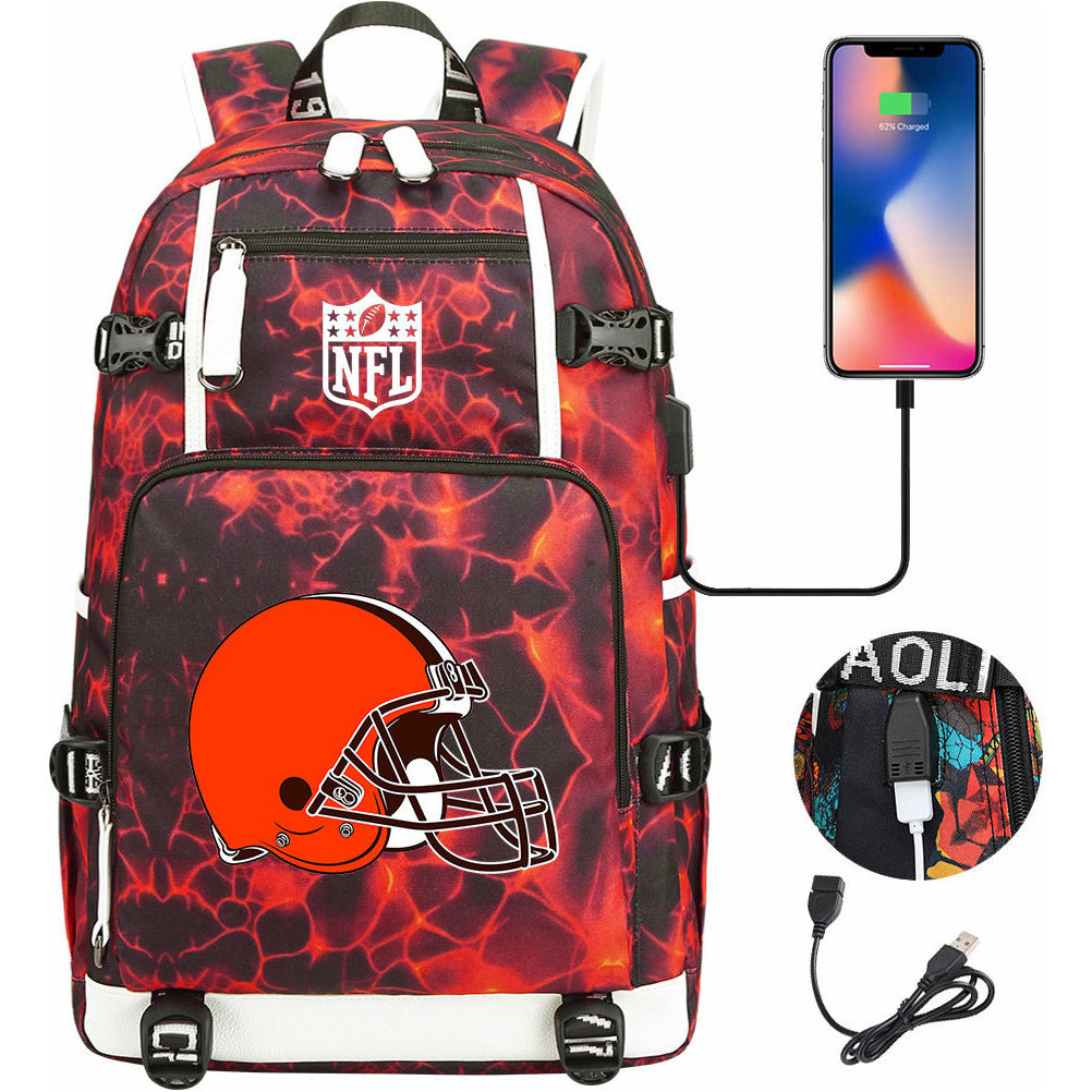 Rugby Team Printed Usb Youth Student Backpack, Leisure Travel Backpack