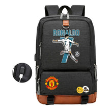 Football Star Cristiano Ronaldo Printed Usb Student Backpack For Leisure Travel Backpack