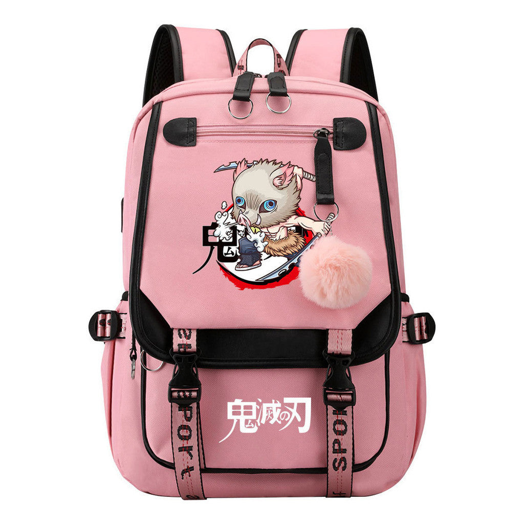 Cartoon Fashion Usb Student Backpack With Casual Woven Strap Flip Back Backpack