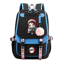 Comic Cartoon Fashion Usb Student Backpack Casual Woven Flap Backpack