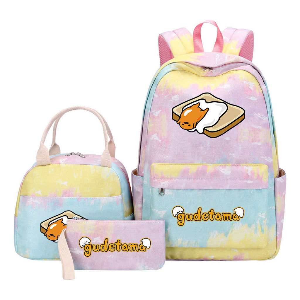 Egg Green Manga Student Girls School Bag Lunch Bag Three Piece Set Backpack Set
