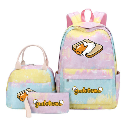 Egg Green Manga Student Girls School Bag Lunch Bag Three Piece Set Backpack Set
