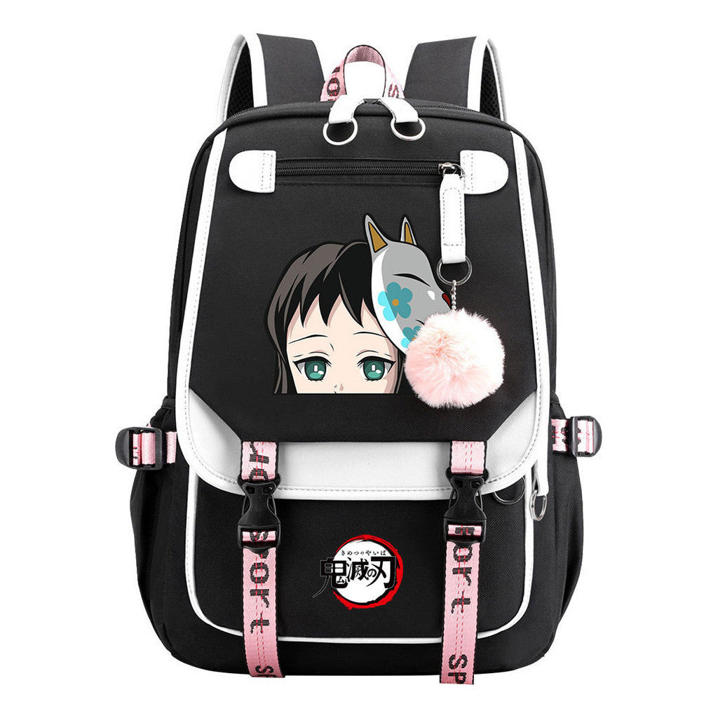 Comic Cartoon Fashion Usb Student Backpack Casual Woven Flap Backpack