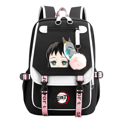 Comic Cartoon Fashion Usb Student Backpack Casual Woven Flap Backpack