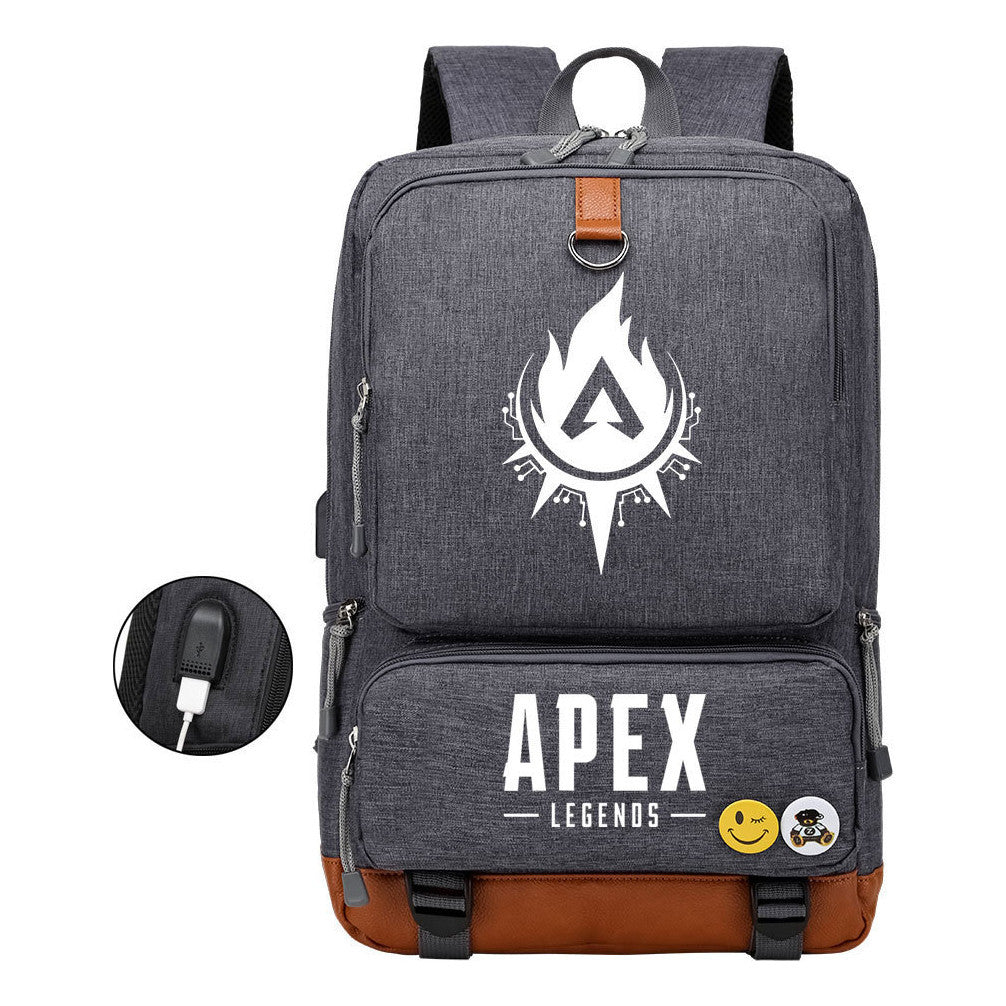Apex Hero Print Usb Student Backpack Leisure Travel Backpack