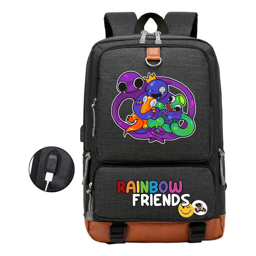 Rainbow Friend Usb Youth School Bag Leisure Travel Backpack