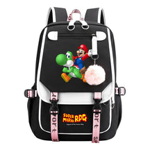 Super Mario Printed Usb Youth Student Backpack For Men And Women With Casual Woven Strap Flap Backpack