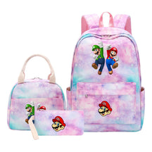 Super Mario Youth Student Girls School Bag Lunch Bag Three Piece Backpack Set