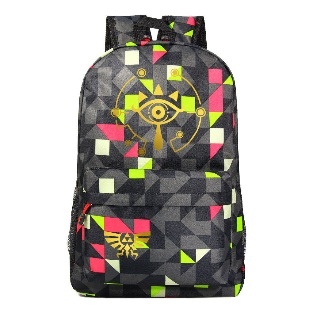 Golden Printed Youth Student Backpack Men And Women's Leisure Backpack