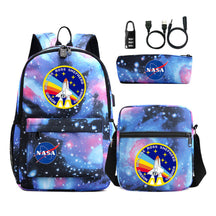 Fashionable Usb Password Lock Youth Student Backpack Three Piece Set Backpack