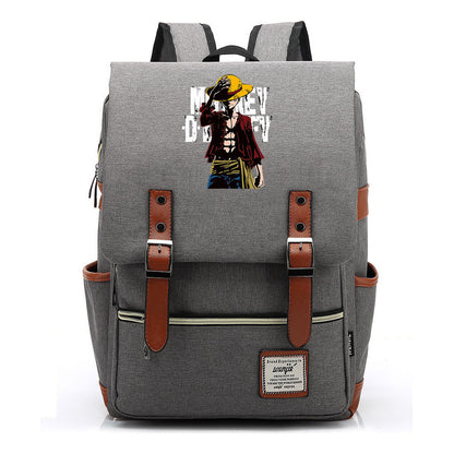 Anime Pirate King Luffy Printed Student Backpack For Men And Women With Casual Belt Buckle Classic Backpack