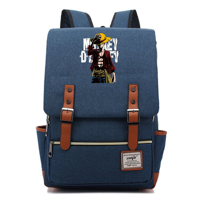 Anime Pirate King Luffy Printed Student Backpack For Men And Women With Casual Belt Buckle Classic Backpack