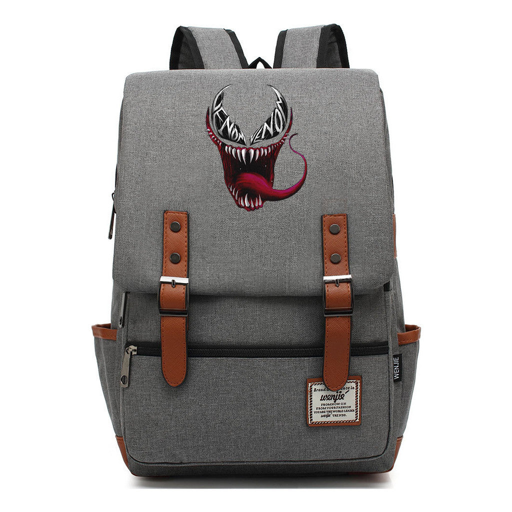 Printed Youth Student School Bag Casual Belt Buckle Classic Backpack