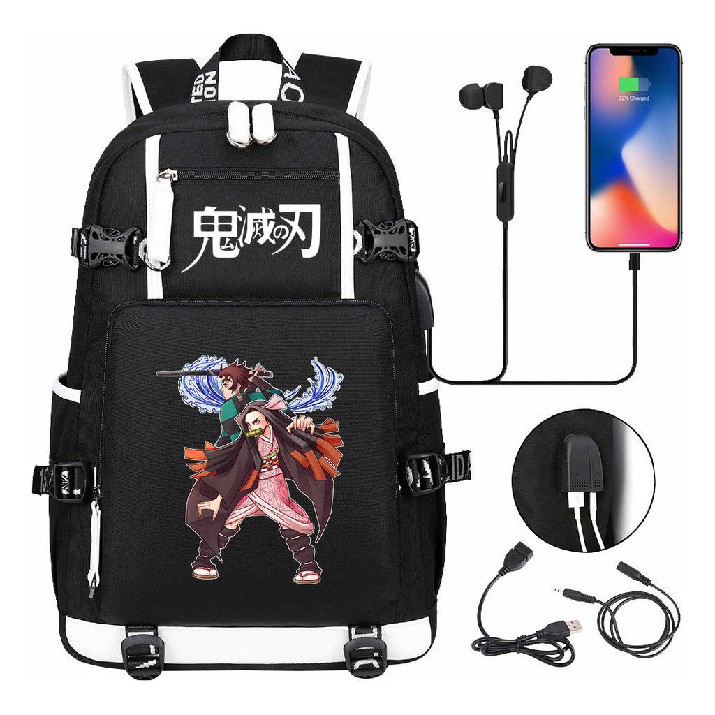 Printed Usb Large Capacity Student Backpack For Leisure Travel Backpack