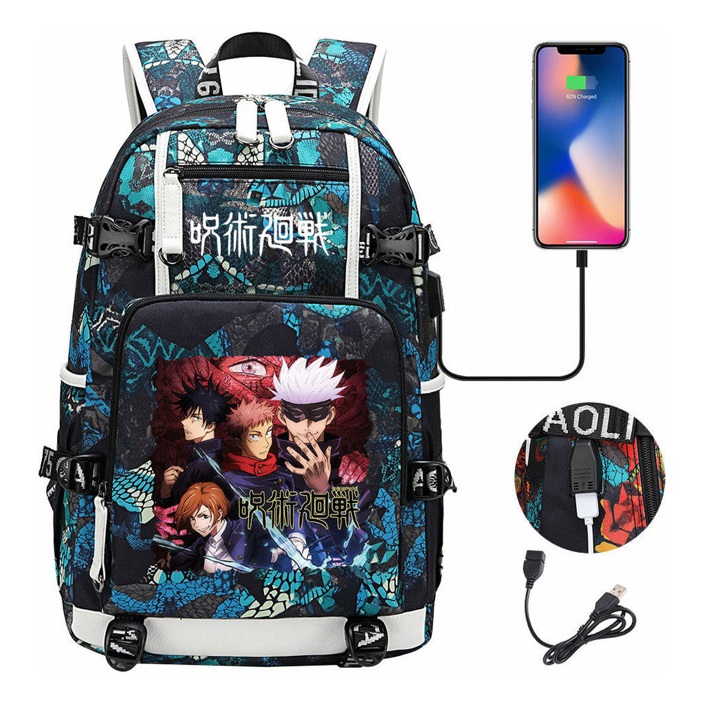 Printed Usb Youth Student Backpack Men And Women's Leisure Large Capacity Travel Backpack