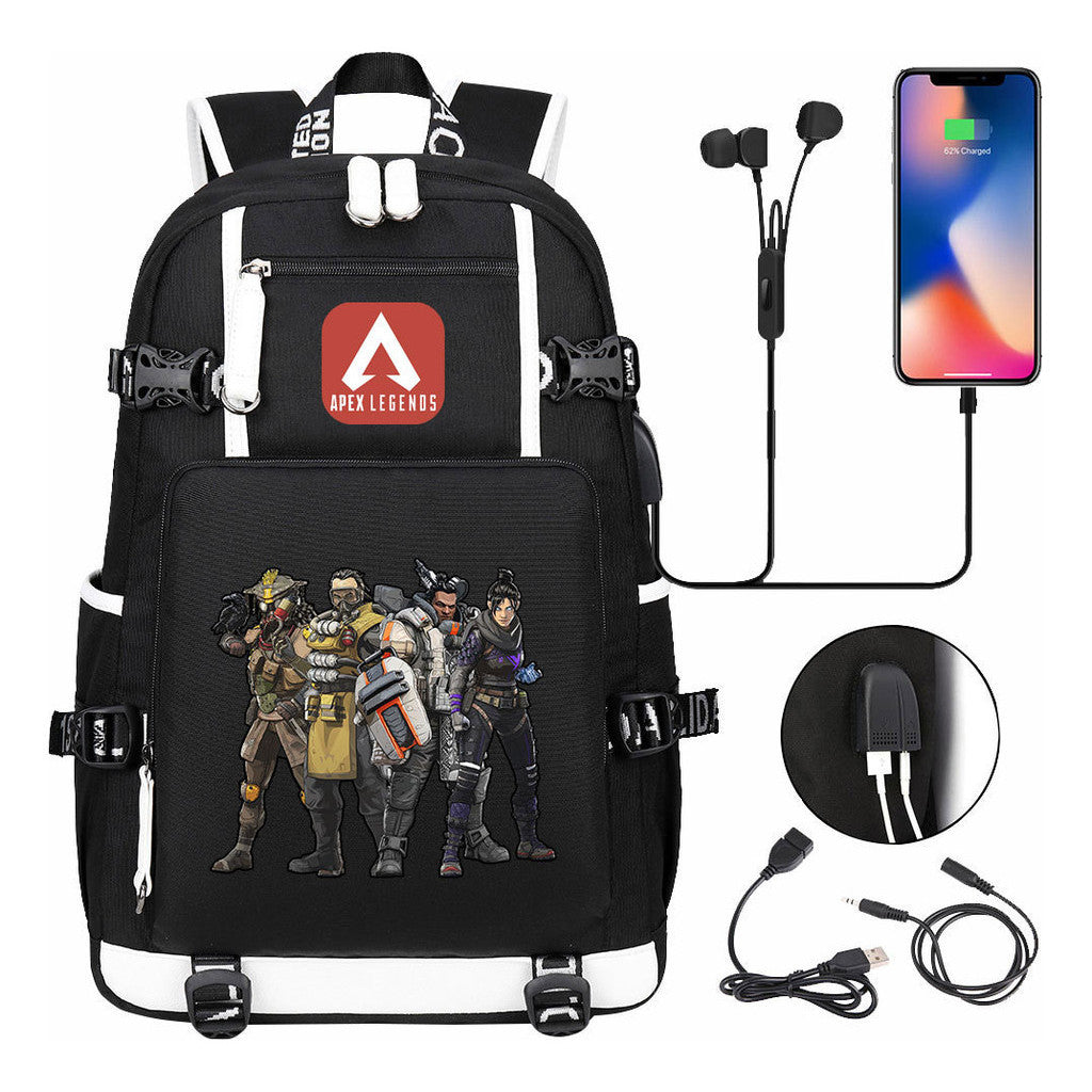 Game Apex Hero Print Usb Large Capacity Youth Student School Bag Men's And Women's Leisure Travel Backpack