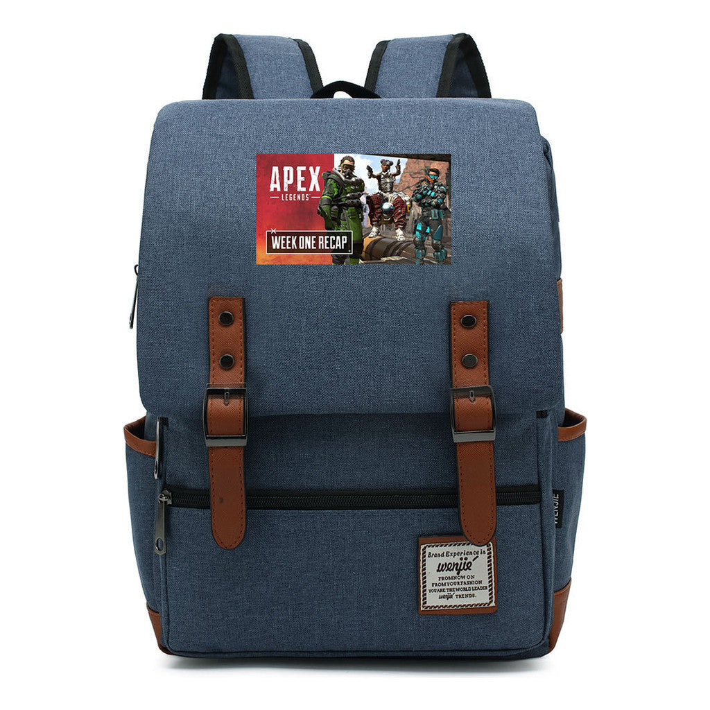Printed Teenage Student Backpack For Men And Women With Casual Belt Buckle Classic Backpack